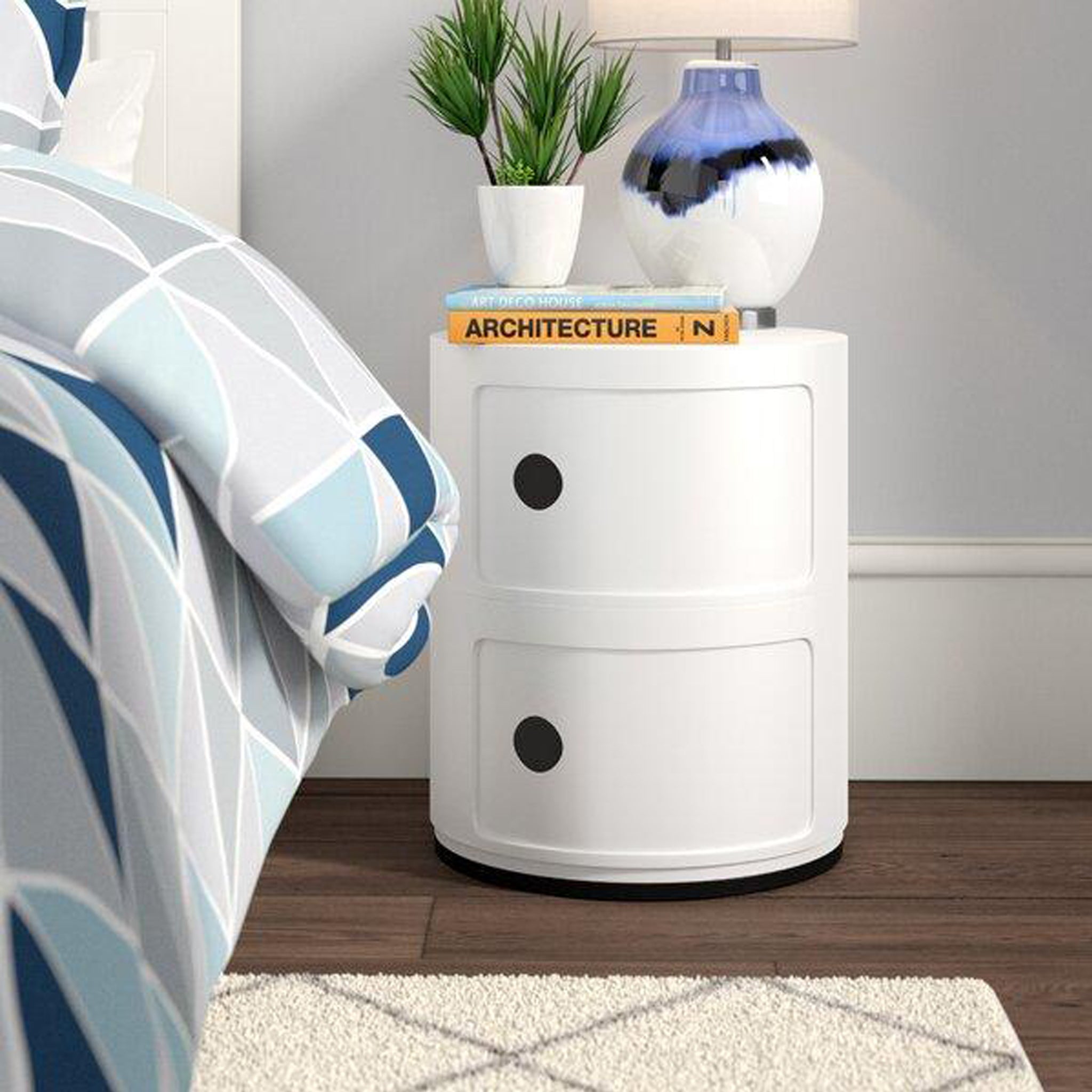Y☆450 Kartell 2段チェスト キャビネット Componibili2 Componibili 2 Drawer White Modular Nightstand – Sihir Mobilya